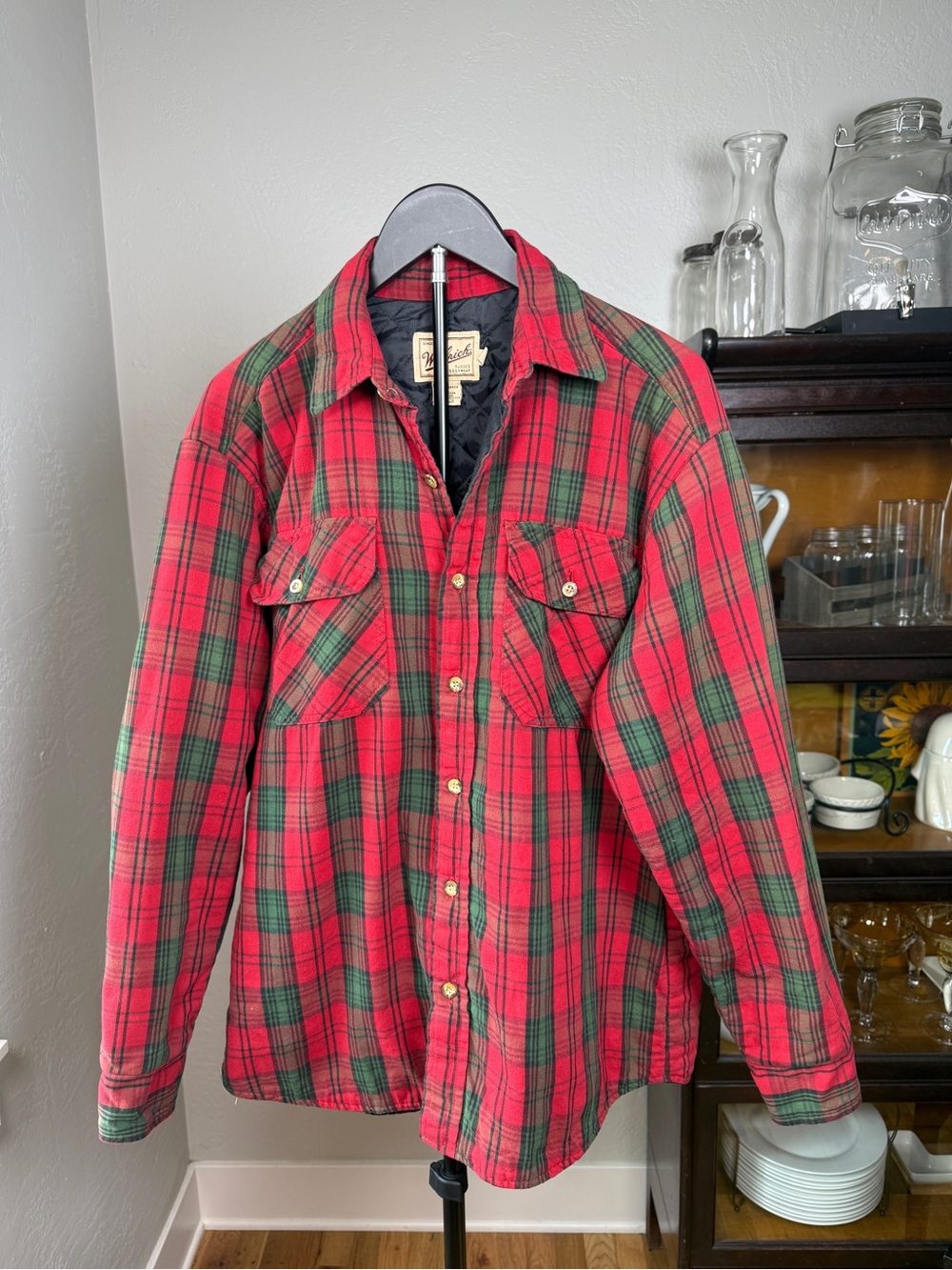 Vintage Woolrich Rugged Outdoorwear Plaid Quilted Flannel Shirt Jacket M